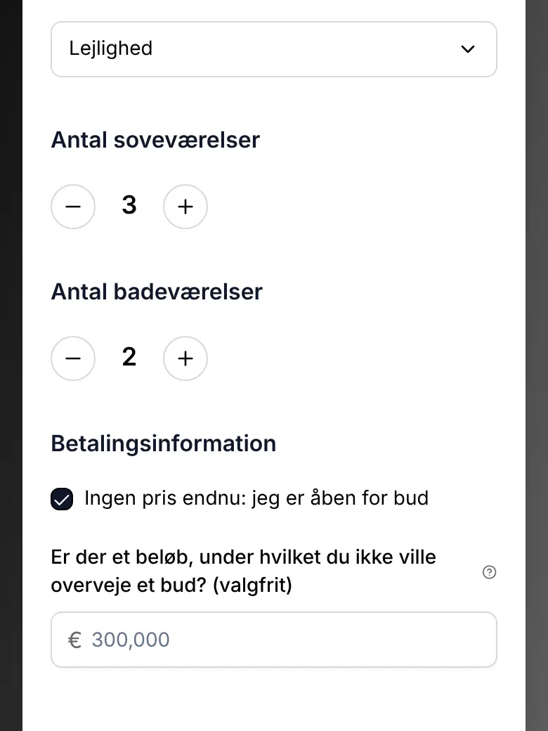 Annonceformularen, trin 2: Tjek det grundlæggende