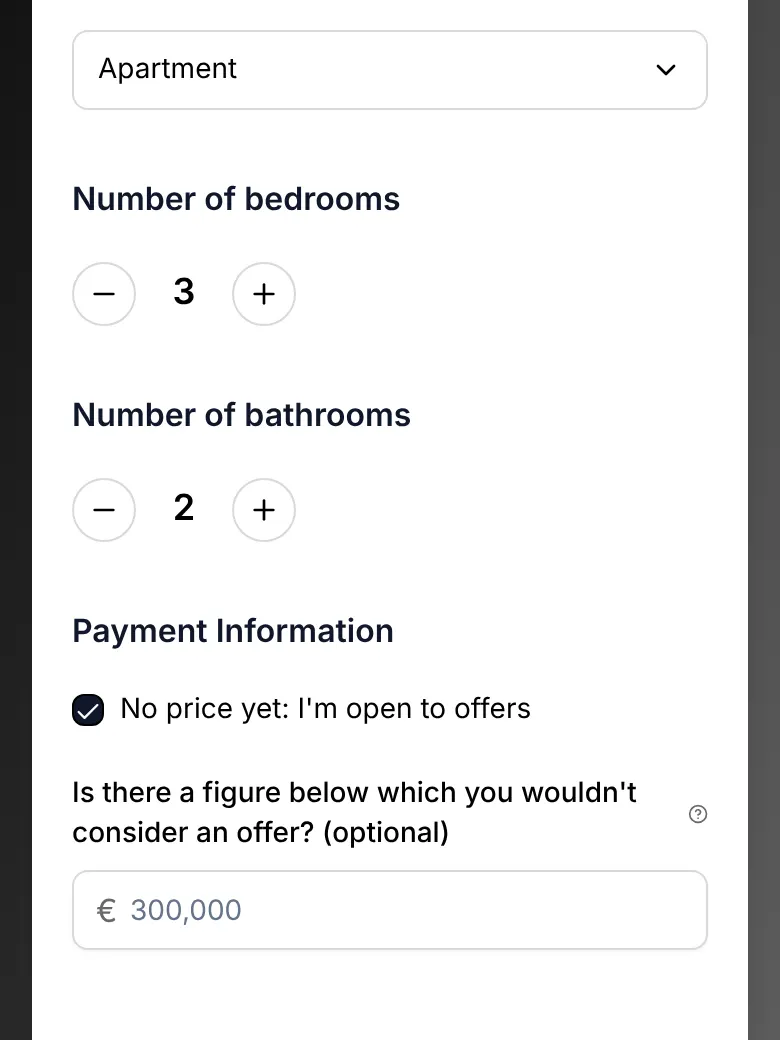 The listing form, step 2: Check the basics