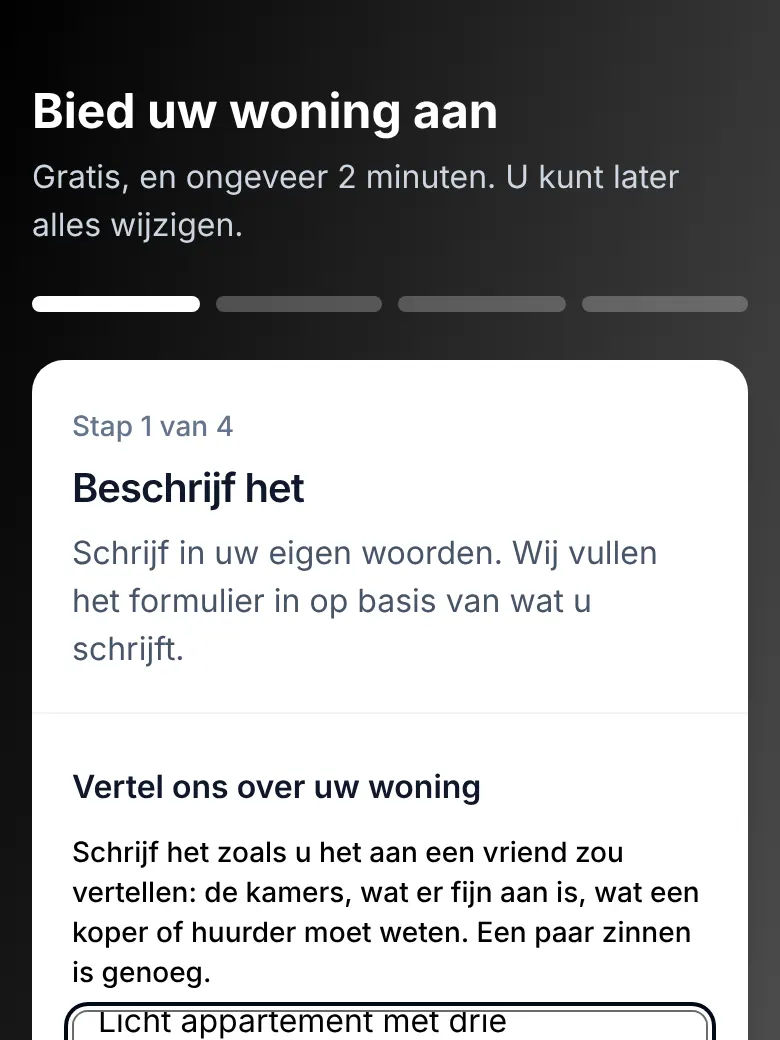 Het advertentieformulier, stap 1: Beschrijf hem