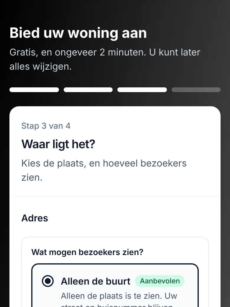 Het advertentieformulier, stap 3: Kies uw buurt