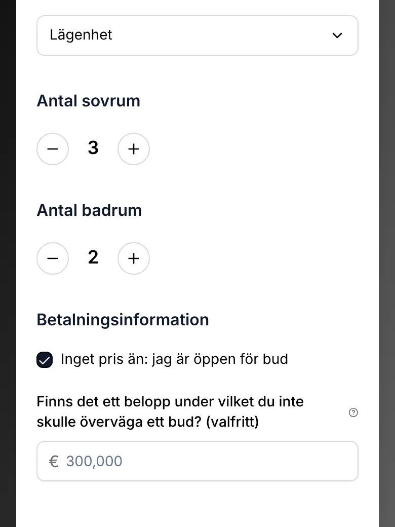 Annonsformuläret, steg 2: Kolla grunderna